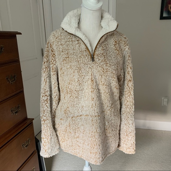 Last one! Teddy Bear Faux Sherpa 1/4 Zip Pullover - Picture 2 of 13